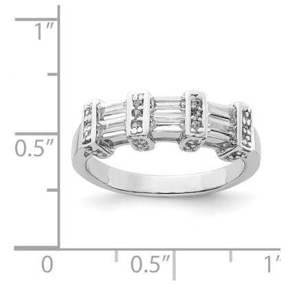 Sterlingsilber Poliert Rhodium Beschichtung Zirkonia Ring