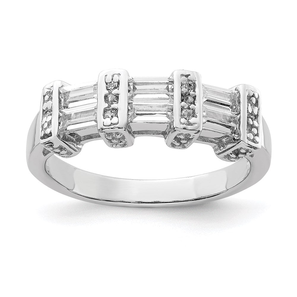 Sterlingsilber Poliert Rhodium Beschichtung Zirkonia Ring