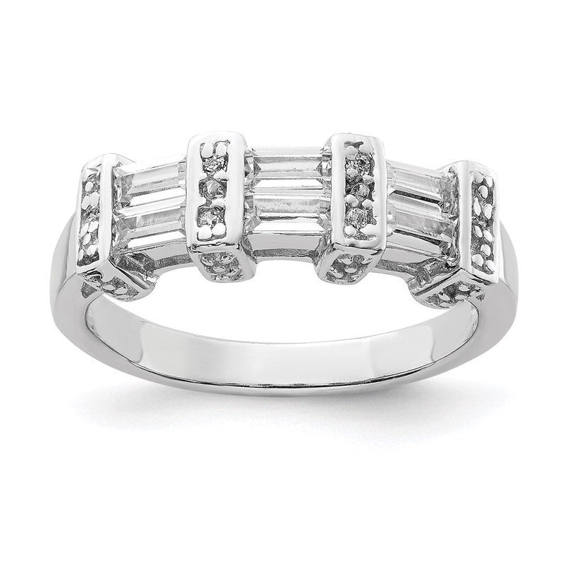 Sterlingsilber Poliert Rhodium Beschichtung Zirkonia Ring