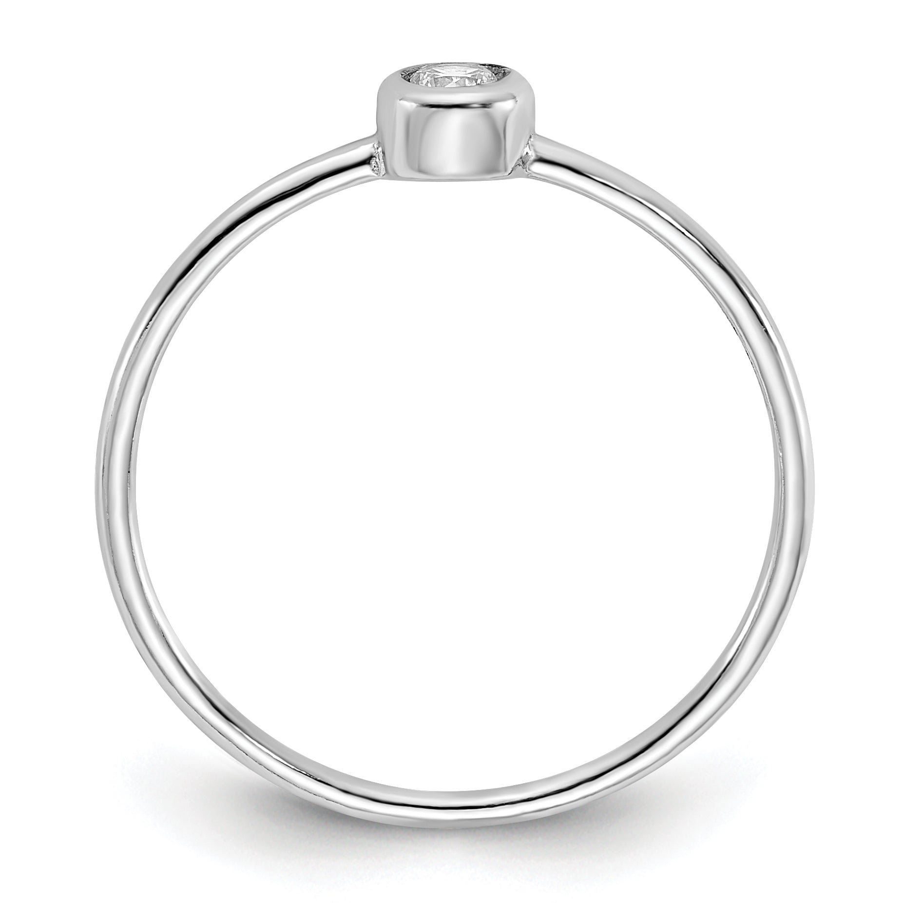 Sterlingsilber Rhodiniert Poliert Zirkonia Kreis Ring
