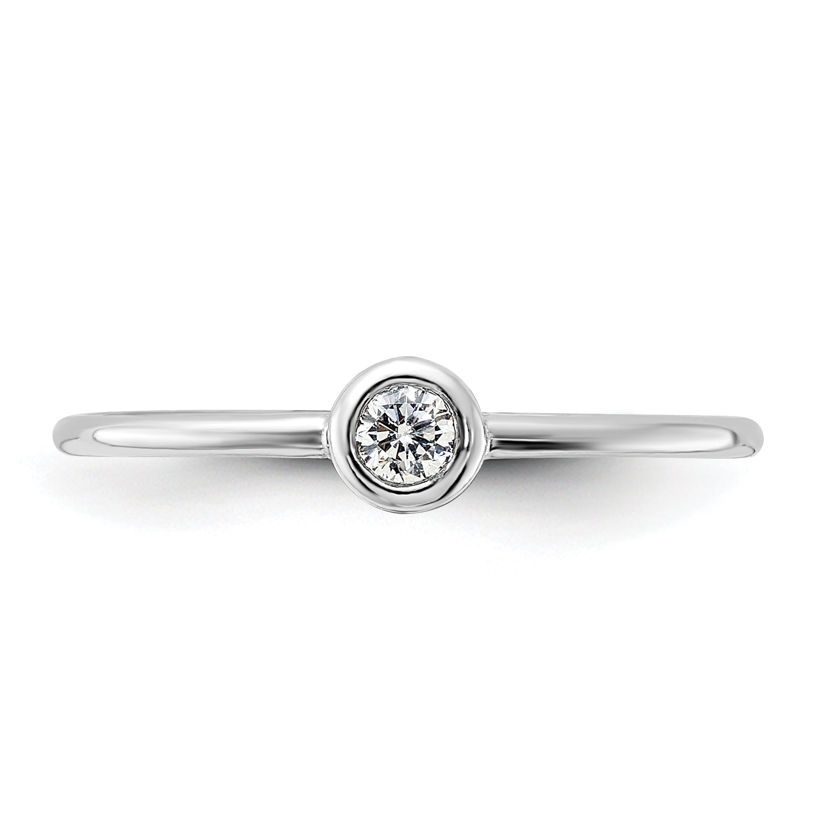 Sterlingsilber Rhodiniert Poliert Zirkonia Kreis Ring
