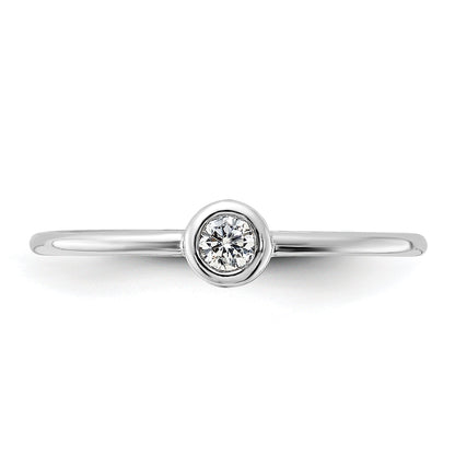 Sterlingsilber Rhodiniert Poliert Zirkonia Kreis Ring