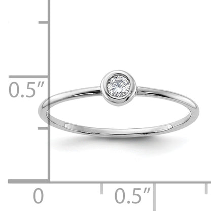 Sterlingsilber Rhodiniert Poliert Zirkonia Kreis Ring