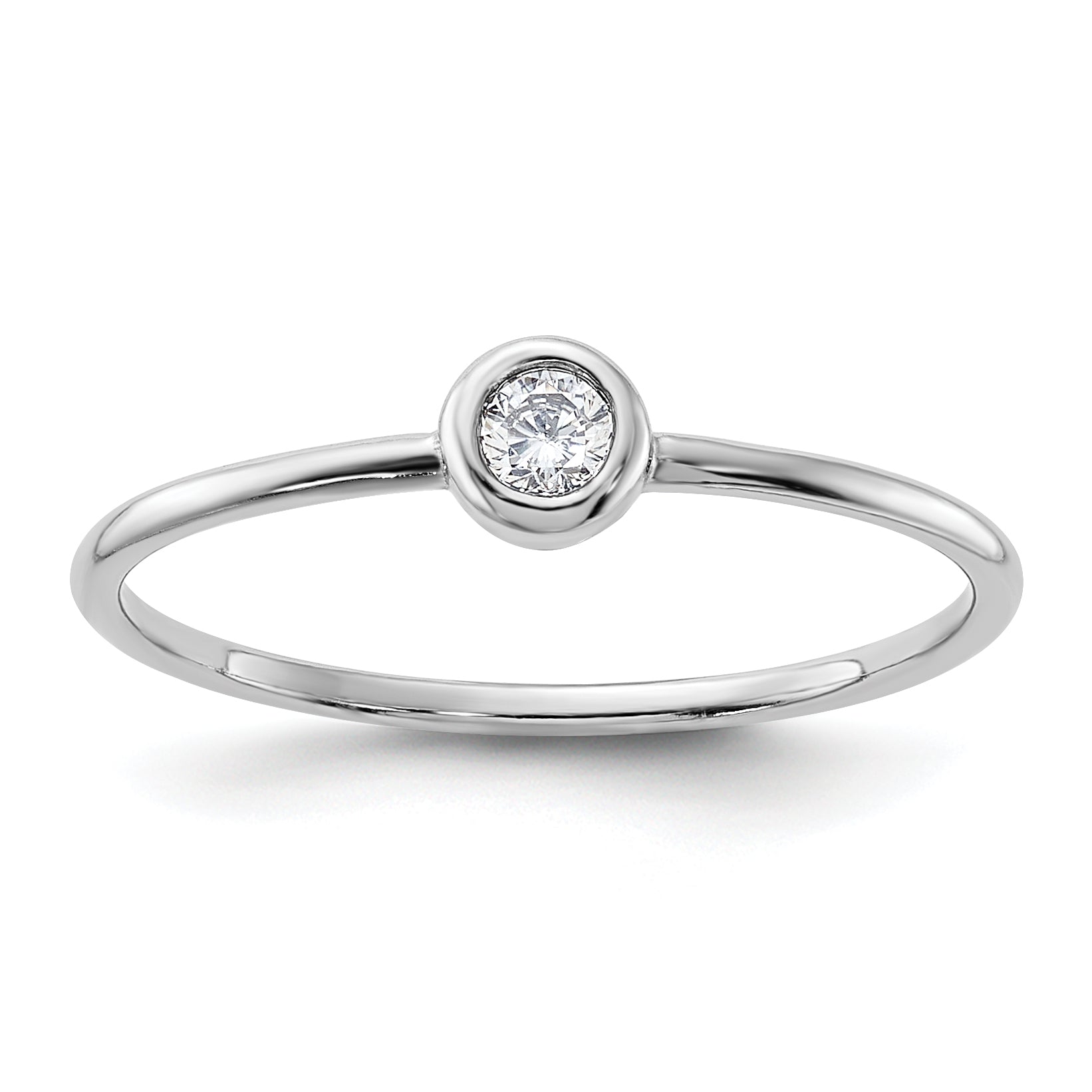 Sterlingsilber Rhodiniert Poliert Zirkonia Kreis Ring