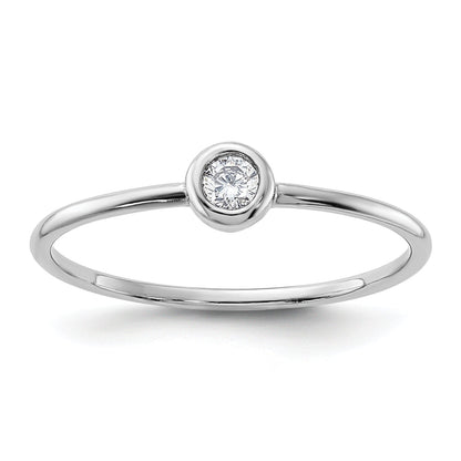Sterlingsilber Rhodiniert Poliert Zirkonia Kreis Ring