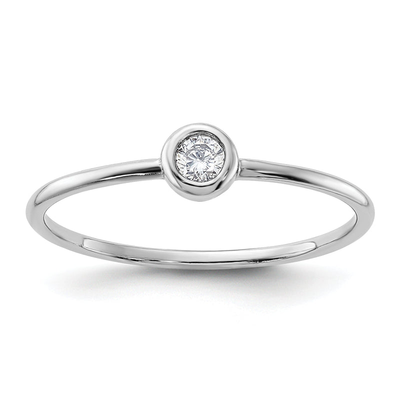 Sterlingsilber Rhodiniert Poliert Zirkonia Kreis Ring