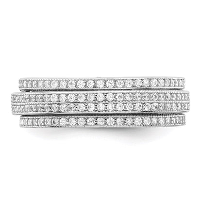 Sterlingsilber Poliert Rhodiniert Zirkonia Pavé‚äö Memoire Motion Ring
