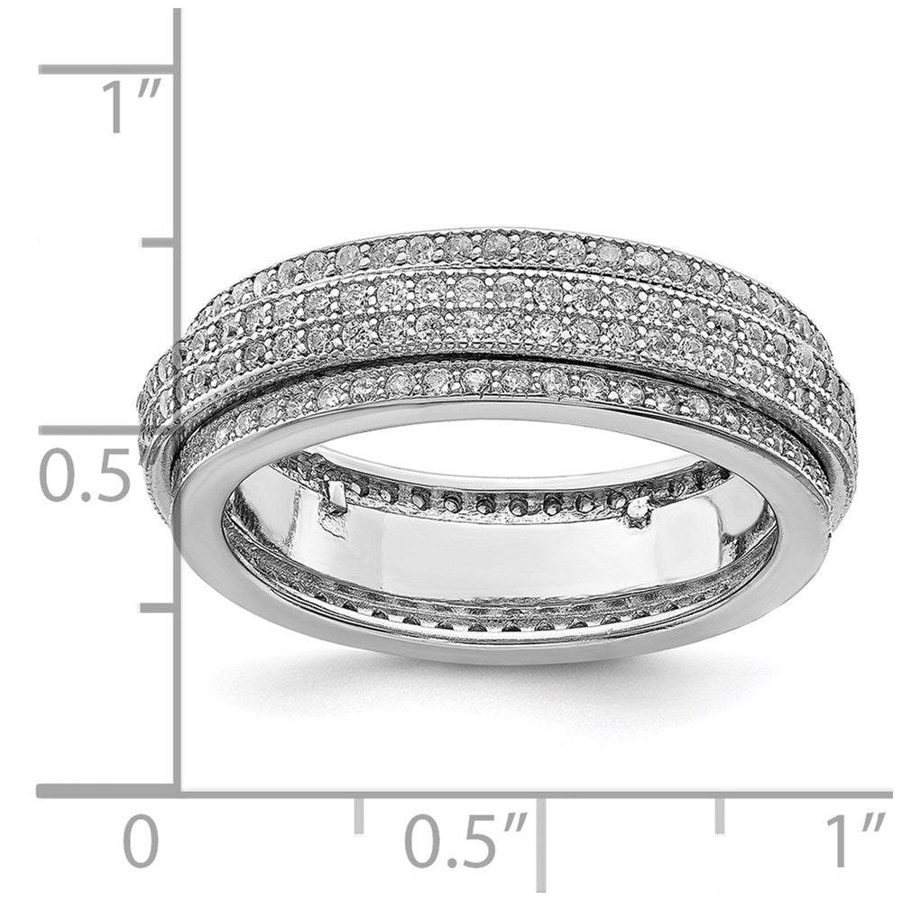 Sterlingsilber Poliert Rhodiniert Zirkonia Pavé‚äö Memoire Motion Ring