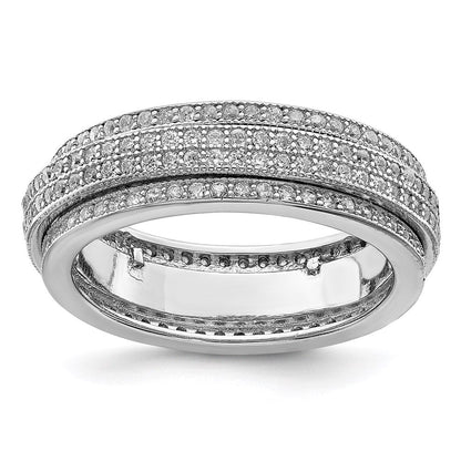 Sterlingsilber Poliert Rhodiniert Zirkonia Pavé‚äö Memoire Motion Ring