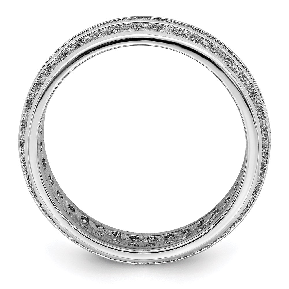 Sterlingsilber Rhodiniert 3 Reihe Zirkonia Memoire Ring