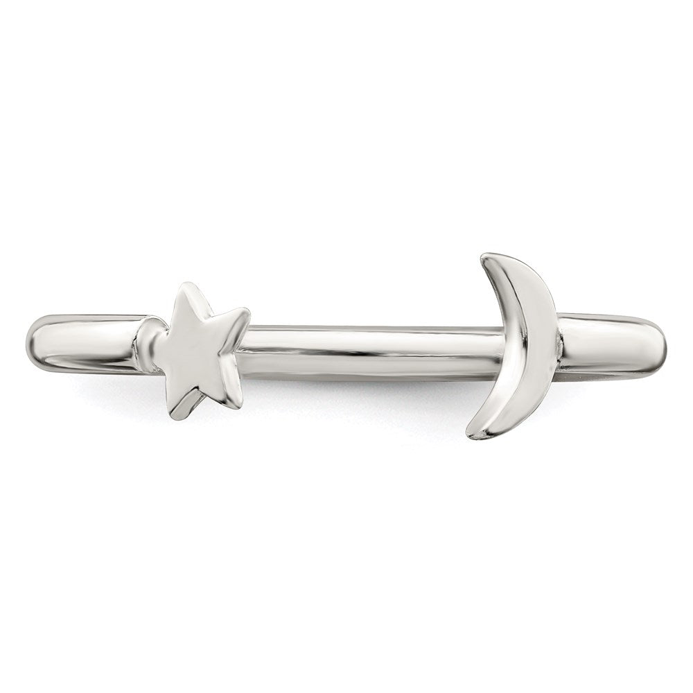 Sterlingsilber Poliert Halb Mond und Stern Verstellbar Ring