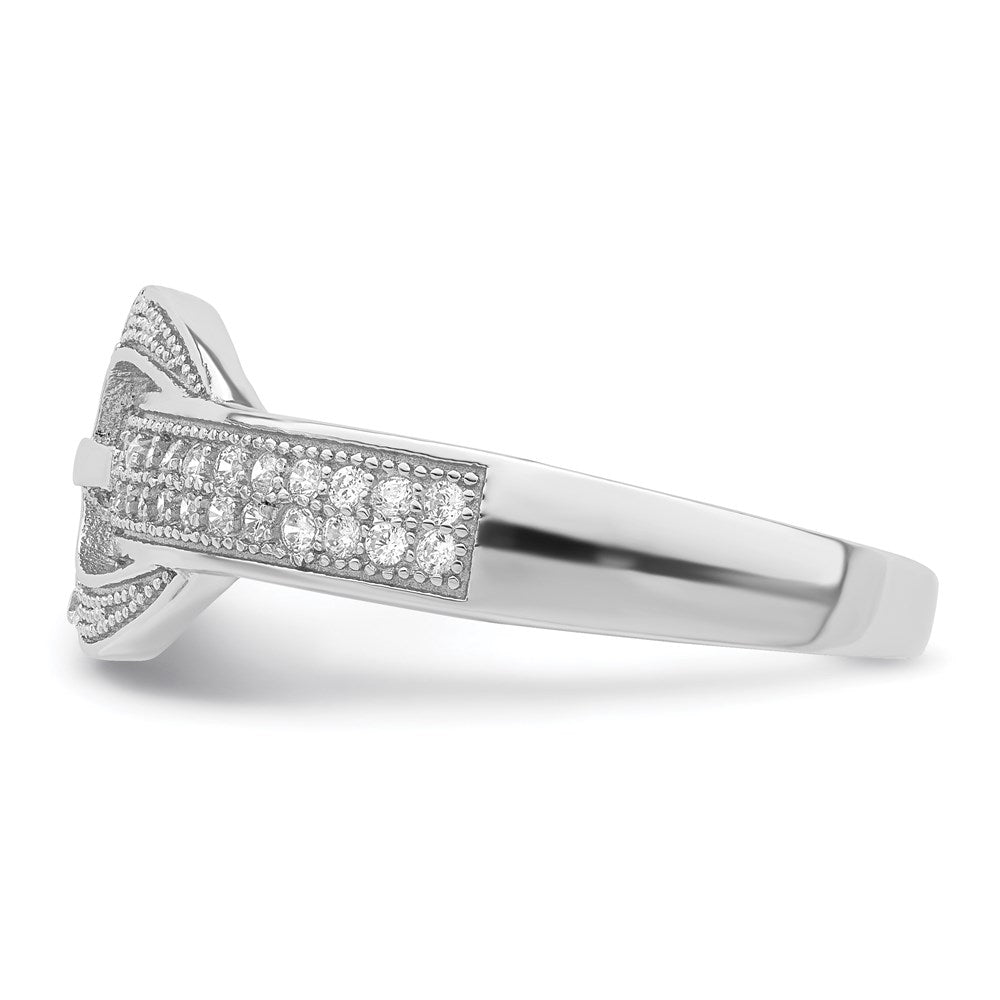 Sterlingsilber Rhodiniert Zirkonia Schnalle Ring