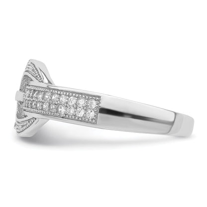 Sterlingsilber Rhodiniert Zirkonia Schnalle Ring