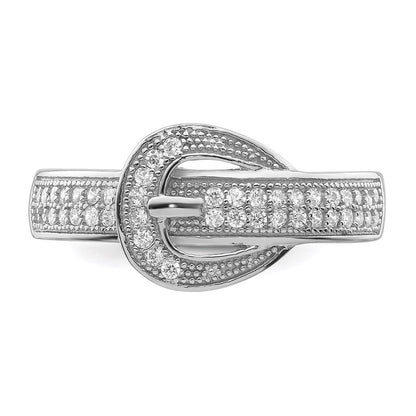 Sterlingsilber Rhodiniert Zirkonia Schnalle Ring