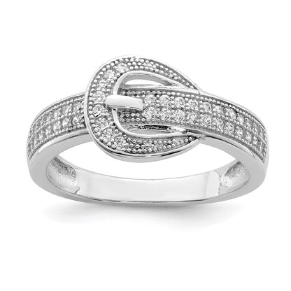Sterlingsilber Rhodiniert Zirkonia Schnalle Ring
