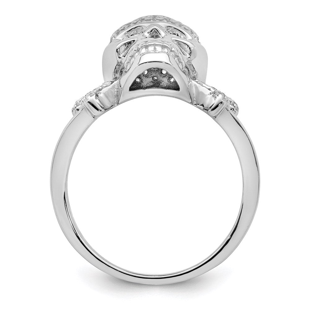 Sterlingsilber Rhodiniert und Zirkonia Totenkopf Ring