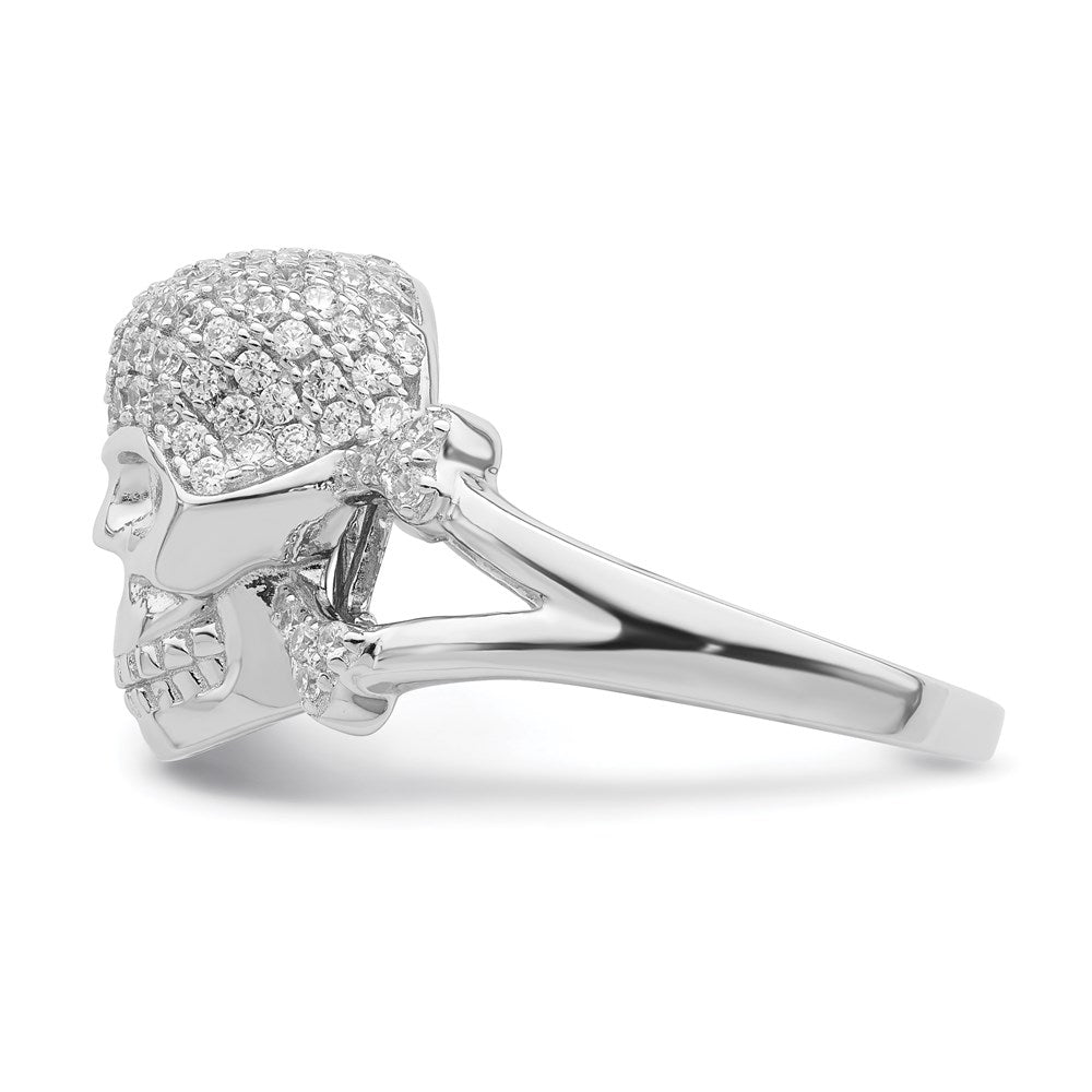 Sterlingsilber Rhodiniert und Zirkonia Totenkopf Ring
