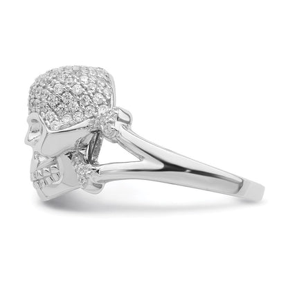 Sterlingsilber Rhodiniert und Zirkonia Totenkopf Ring