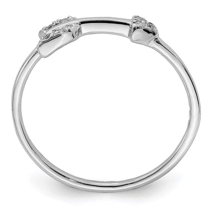 Sterlingsilber Rhodiniert Poliert Zirkonia Pfeil Ring
