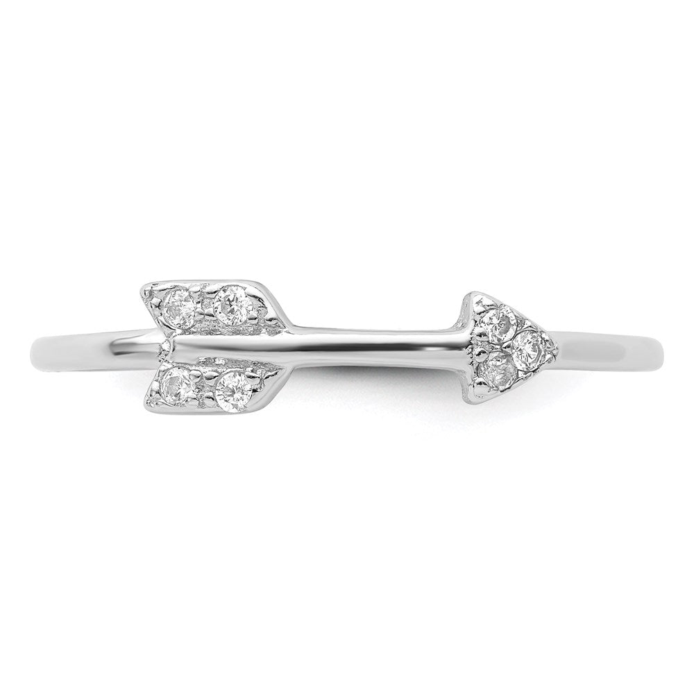 Sterlingsilber Rhodiniert Poliert Zirkonia Pfeil Ring
