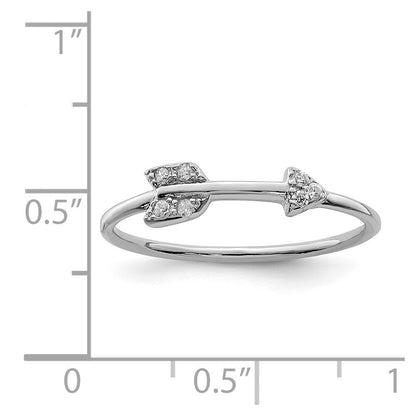 Sterlingsilber Rhodiniert Poliert Zirkonia Pfeil Ring