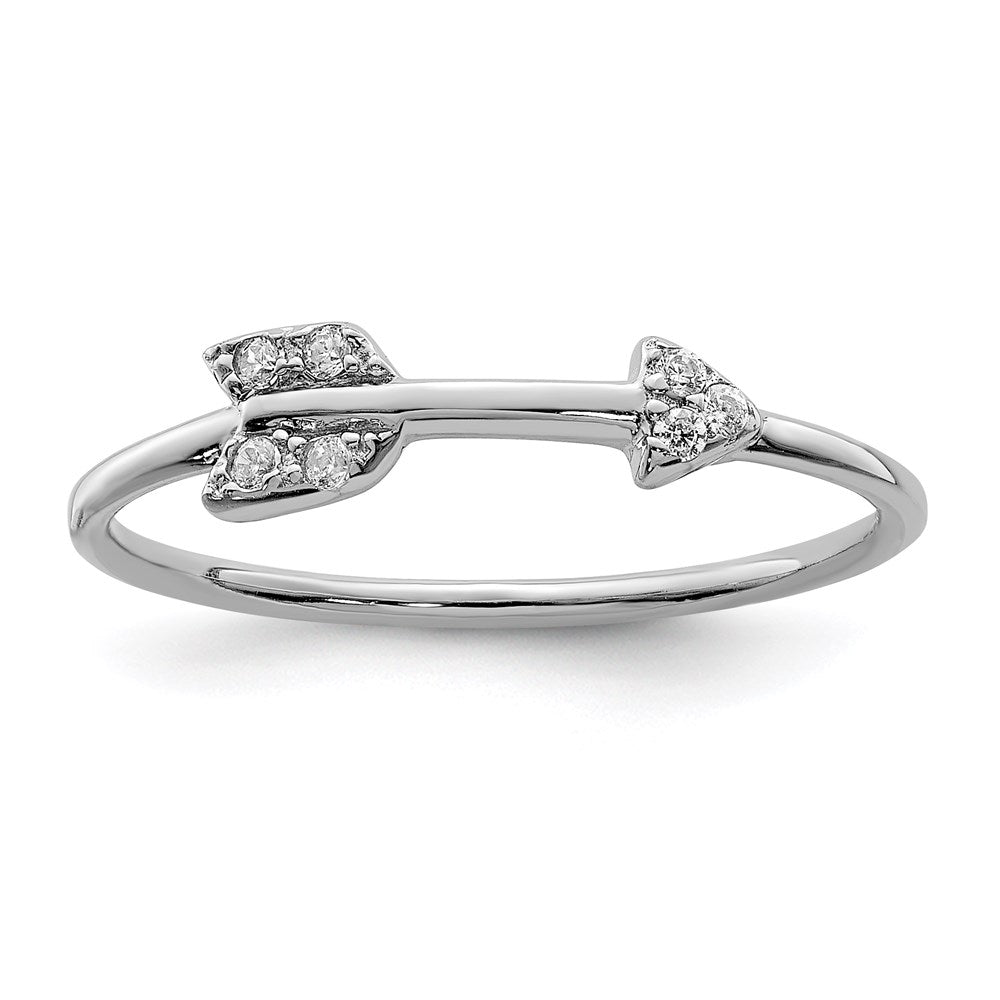 Sterlingsilber Rhodiniert Poliert Zirkonia Pfeil Ring