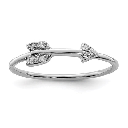Sterlingsilber Rhodiniert Poliert Zirkonia Pfeil Ring