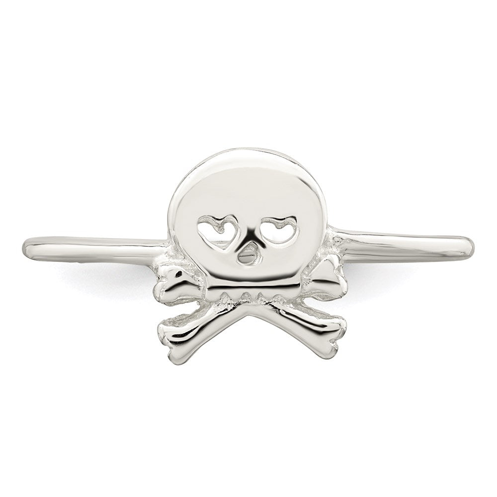 Sterlingsilber Poliert Totenkopf & Crossbones Ring