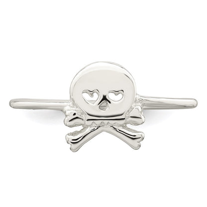 Sterlingsilber Poliert Totenkopf & Crossbones Ring