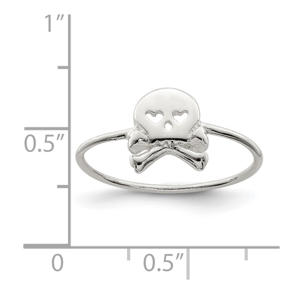Sterlingsilber Poliert Totenkopf & Crossbones Ring