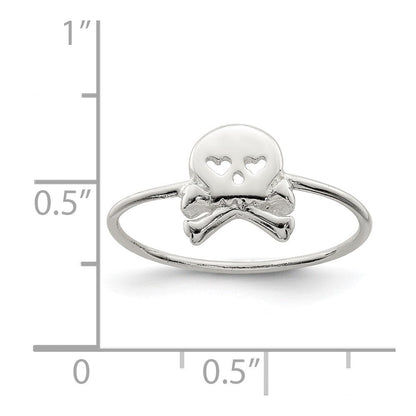 Sterlingsilber Poliert Totenkopf & Crossbones Ring