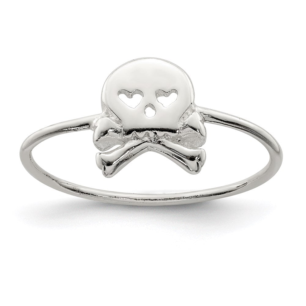 Sterlingsilber Poliert Totenkopf & Crossbones Ring