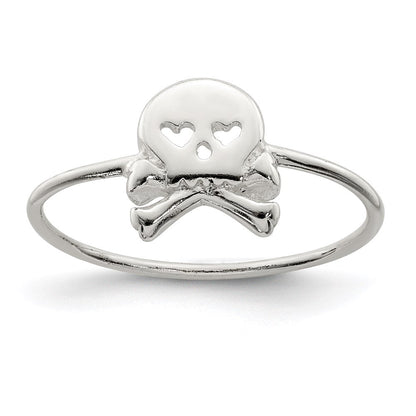 Sterlingsilber Poliert Totenkopf & Crossbones Ring