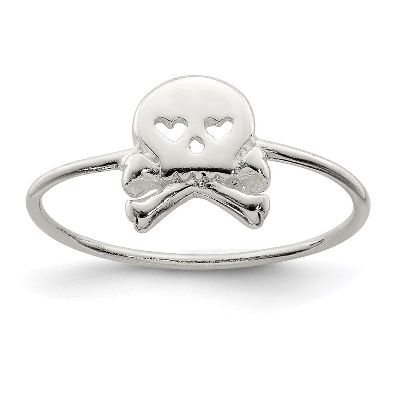 Sterlingsilber Poliert Totenkopf & Crossbones Ring