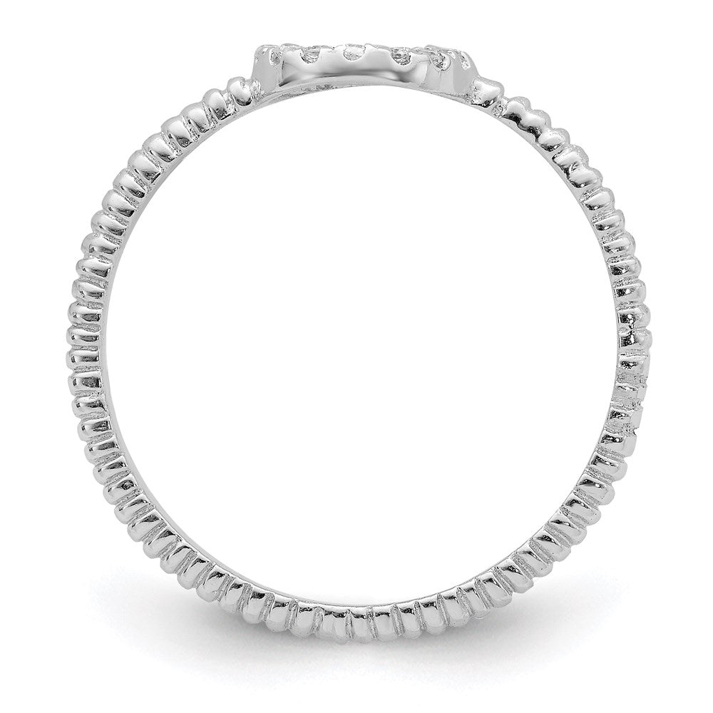Sterlingsilber Rhodiniert Poliert & Strukturiert Zirkonia Frieden Ring (size 8 Nur)