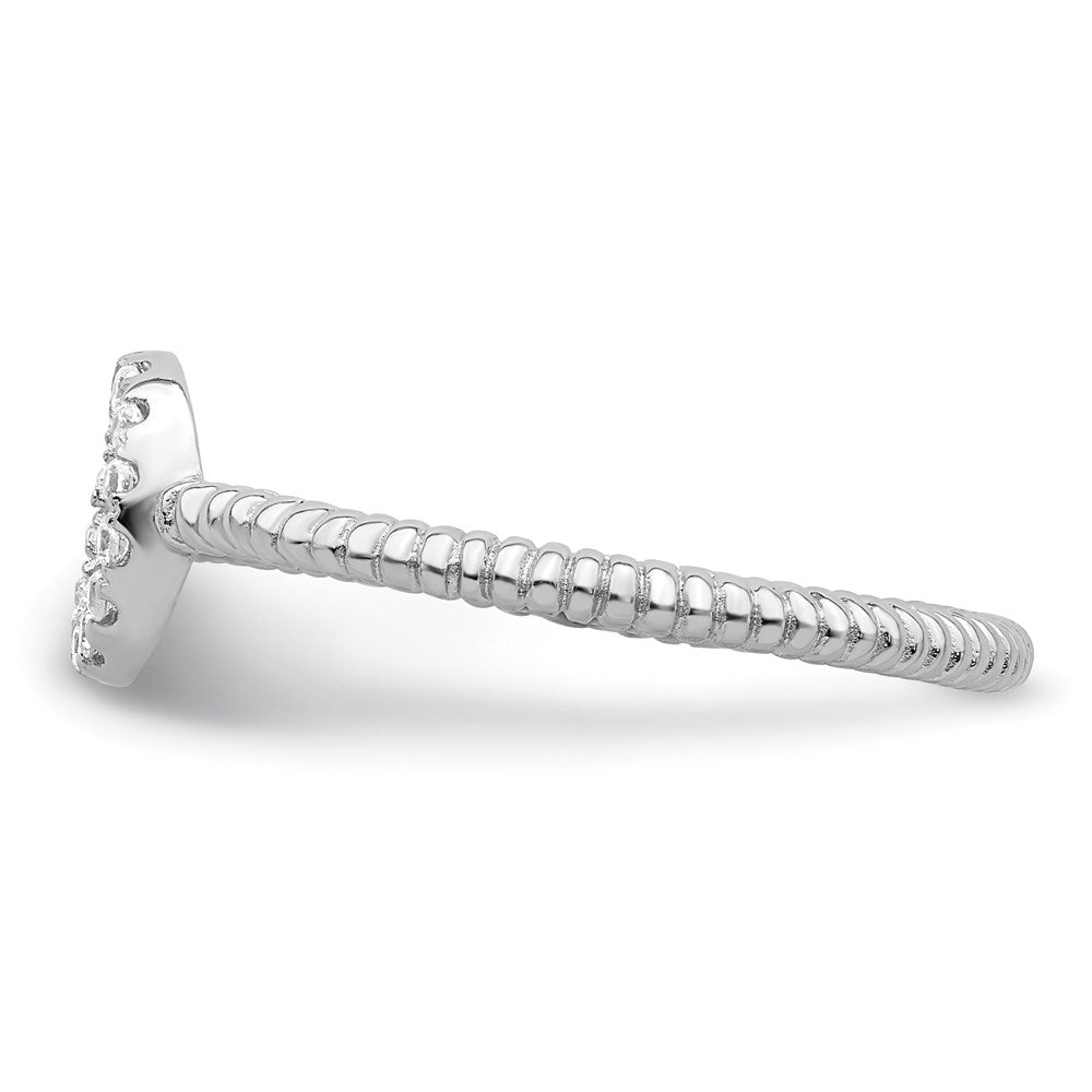 Sterlingsilber Rhodiniert Poliert & Strukturiert Zirkonia Frieden Ring (size 8 Nur)