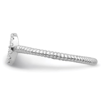 Sterlingsilber Rhodiniert Poliert & Strukturiert Zirkonia Frieden Ring (size 8 Nur)