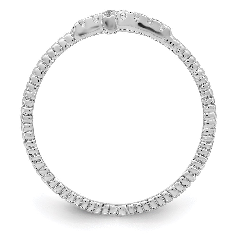 Sterlingsilber Rhodiniert Poliert & Strukturiert Zirkonia Kreuz Ring