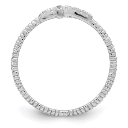 Sterlingsilber Rhodiniert Poliert & Strukturiert Zirkonia Kreuz Ring