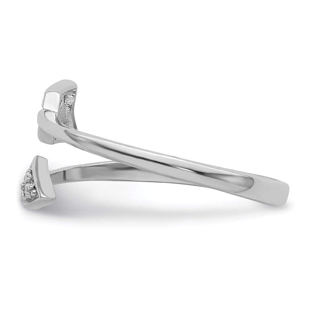 Sterlingsilber Rhodiniert Poliert Zirkonia Pfeil Verstellbar Ring (size 7 Nur)