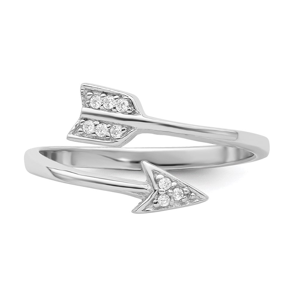 Sterlingsilber Rhodiniert Poliert Zirkonia Pfeil Verstellbar Ring (size 7 Nur)