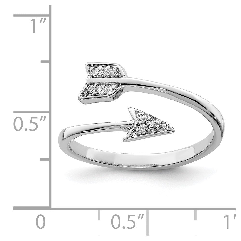 Sterlingsilber Rhodiniert Poliert Zirkonia Pfeil Verstellbar Ring (size 7 Nur)
