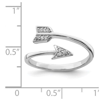 Sterlingsilber Rhodiniert Poliert Zirkonia Pfeil Verstellbar Ring (size 7 Nur)