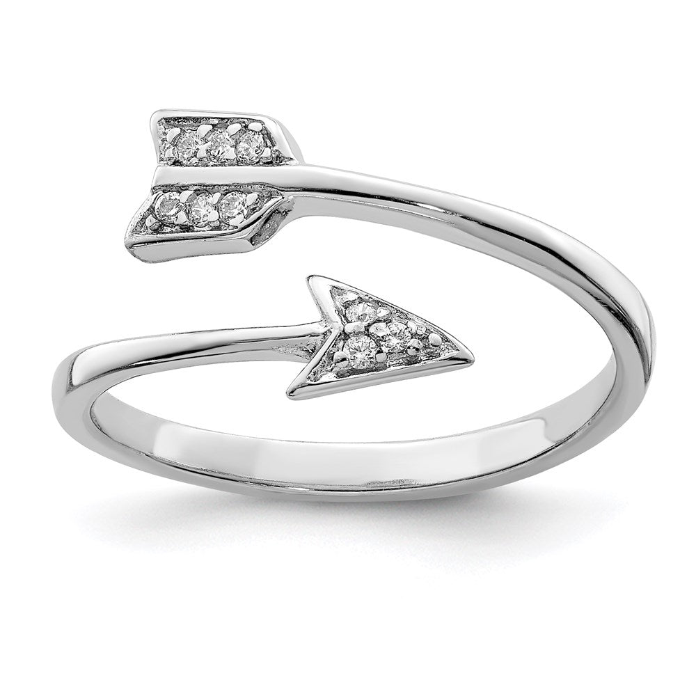 Sterlingsilber Rhodiniert Poliert Zirkonia Pfeil Verstellbar Ring (size 7 Nur)