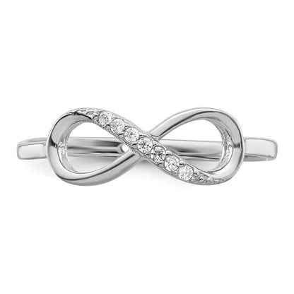 Sterlingsilber Rhodiniert Poliert Zirkonia Unendlichkeit Ring