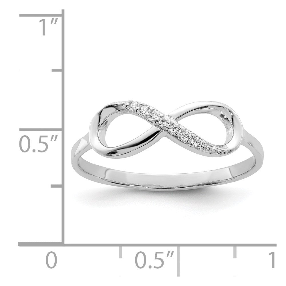 Sterlingsilber Rhodiniert Poliert Zirkonia Unendlichkeit Ring