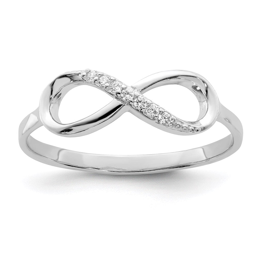 Sterlingsilber Rhodiniert Poliert Zirkonia Unendlichkeit Ring