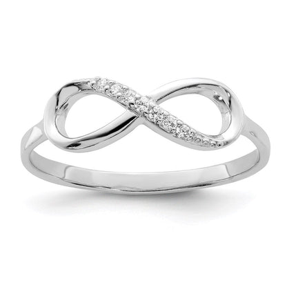 Sterlingsilber Rhodiniert Poliert Zirkonia Unendlichkeit Ring
