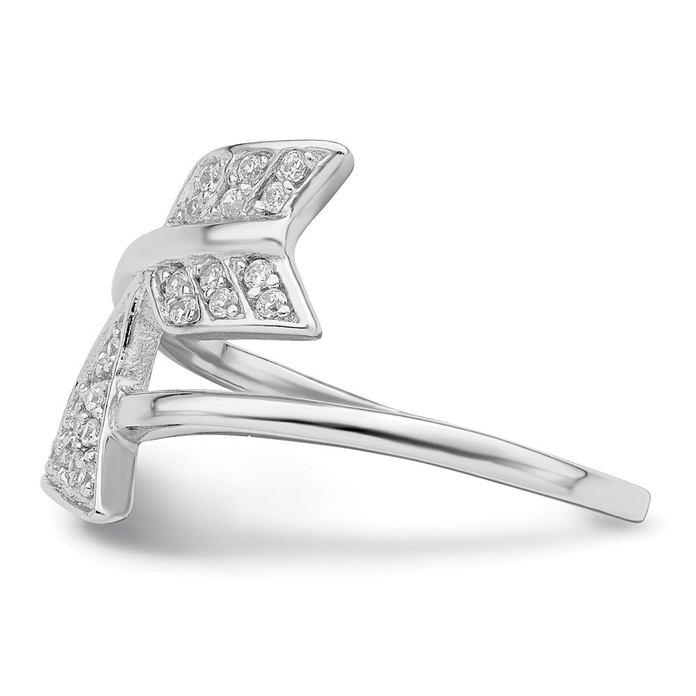 Sterlingsilber Rhodiniert Verstellbar Poliert Zirkonia Pfeil Ring