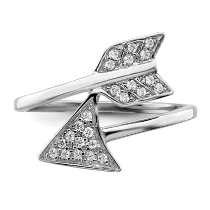 Sterlingsilber Rhodiniert Verstellbar Poliert Zirkonia Pfeil Ring